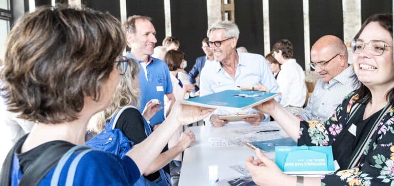 Buchhändler werden auf dem Libri.Campus 22 begrüßt