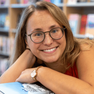 Karina Trübner (Bücherinsel Herrsching) in der Projektgruppe vom Libri.Campus live 2023
