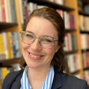 Maria Meibohm (Buchhandlung Graff) in der Projektgruppe für den Libri.Campus live 2023