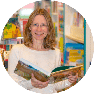 Marlies Schwarze (Buchhandlung Weddigen) in der Projektgruppe vom Libri.Campus live 2023
