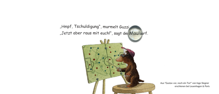 Leseförderung: Zauberstein mit Lupeneffekt auf Text (Auszug "Aus “Gustav vor, noch ein Tor!“ von Ingo Siegner erschienen bei Leuenhagen & Paris)